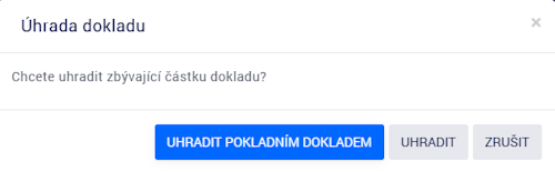 Dialogové okno Úhrada dokladu
